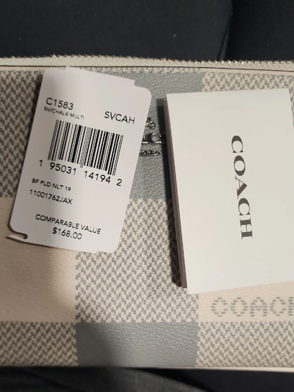 Coach Nolita 19 in Buffalo Plaid Print (Chalk White / Slate Grey) - Style C1583